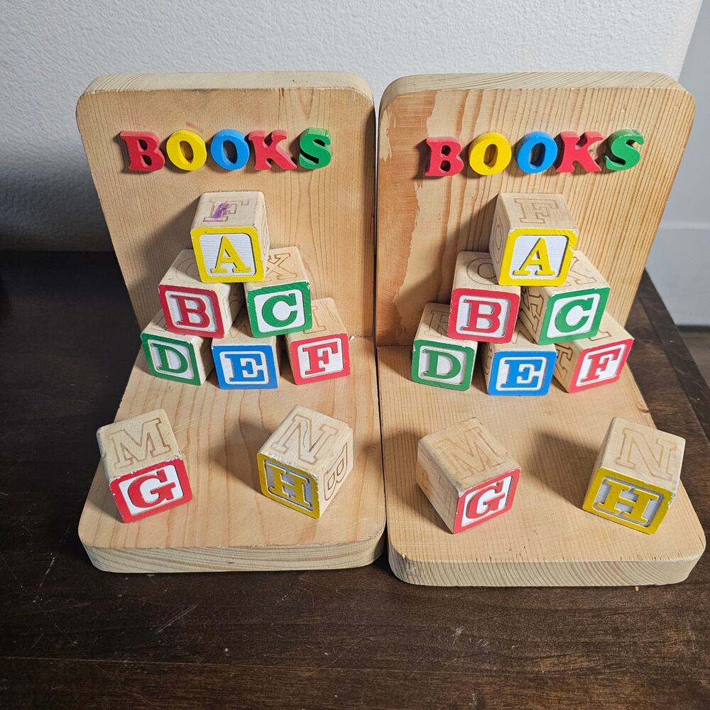 Alphabet Wooden Blocks Bookends